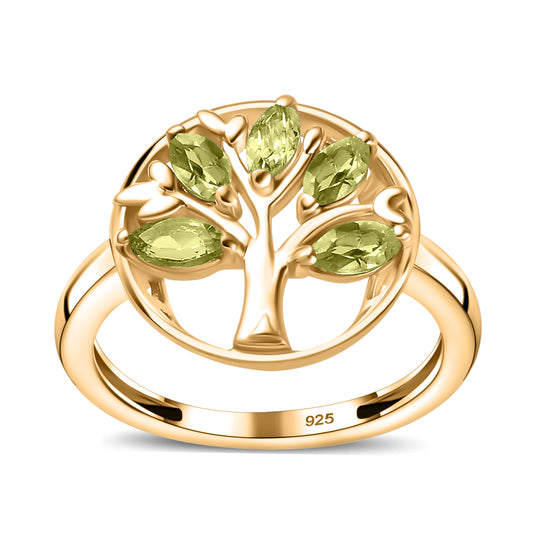 Peridot Ring 925 Silber Gelbgold Vermeil ca. 0,77 ct