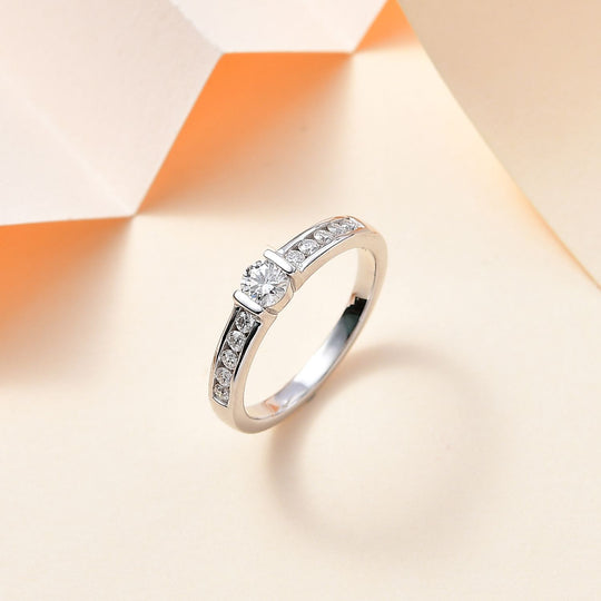 Moissanit Ring 925 Silber rhodiniert (Größe 21.00) ca. 0,52 ct