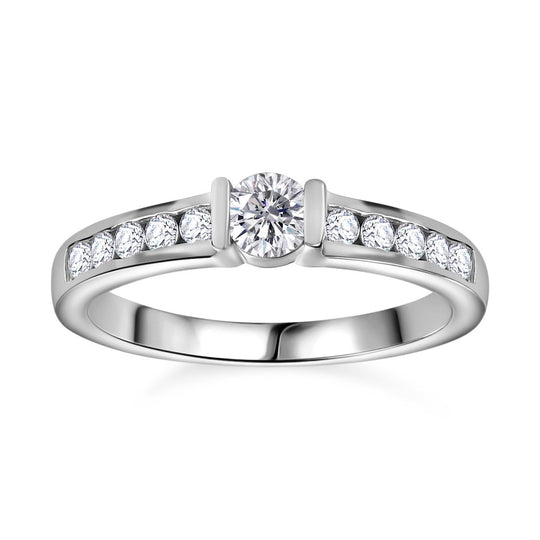 Moissanit Ring 925 Silber rhodiniert (Größe 21.00) ca. 0,52 ct