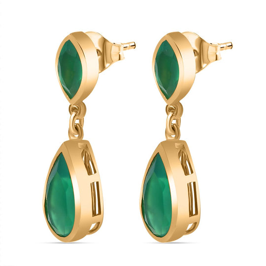 Verde Onyx Ohrringe 925 Silber Gelbgold Vermeil ca. 4.40 ct
