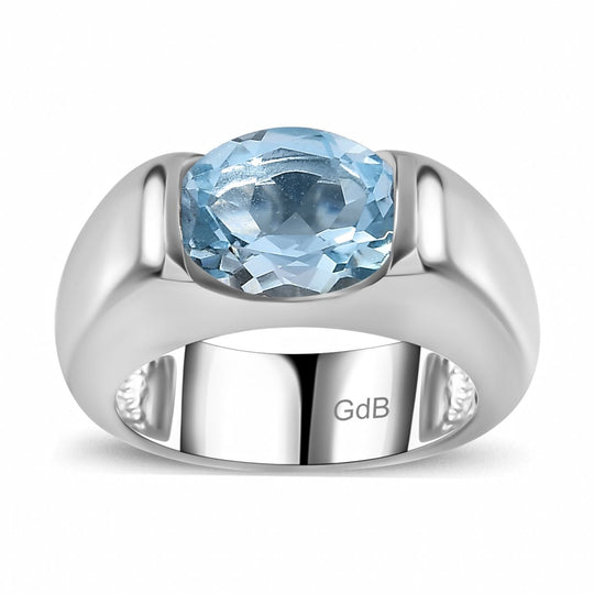 Blau Topas Ring, Messing, ca. 2.95 ct
