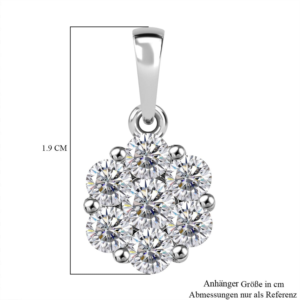 Moissanit Anhänger 925 Silber rhodiniert ca. 1.27 ct