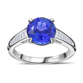 Rhapsody AAAA Tansanit, Weißer Diamant AGI zertifiziert Ring 950 Platin (Größe 19.00) ca. 3.06 ct
