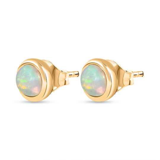 AA Natürlicher, äthiopischer Welo Opal Ohrringe 925 Silber 750 Gelbgold Vermeil ca. 0.74 ct