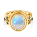 AA Natürlicher, äthiopischer Welo Opal, Premium-Smaragd Ring 925 Silber Gelbgold Vermeil (Größe 16.00) ca. 2,46 ct