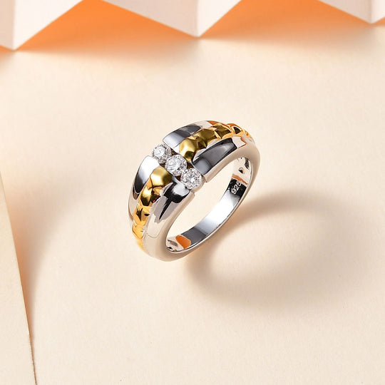 Moissanit Ring, 925 Silber, (Größe 19.00) ca. 0.29 ct