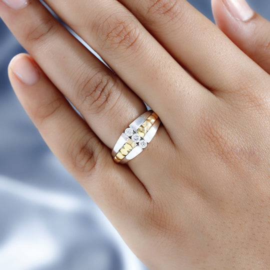 Moissanit Ring, 925 Silber, (Größe 19.00) ca. 0.29 ct