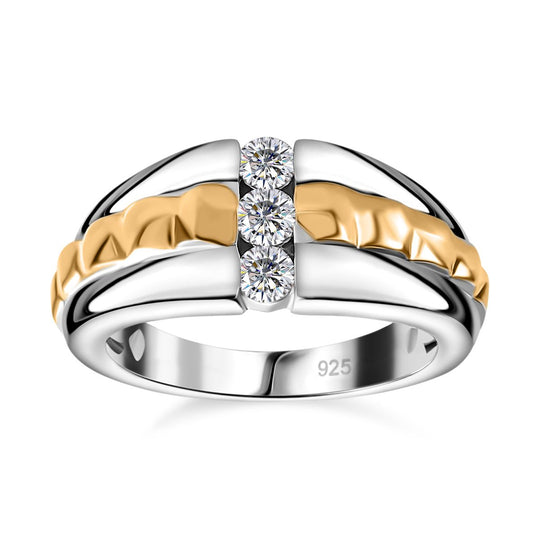 Moissanit Ring, 925 Silber, (Größe 19.00) ca. 0.29 ct