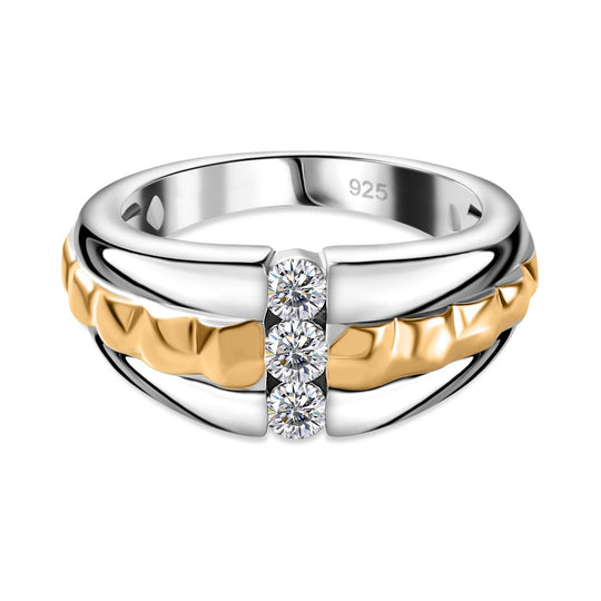 Moissanit Ring, 925 Silber, (Größe 19.00) ca. 0.29 ct