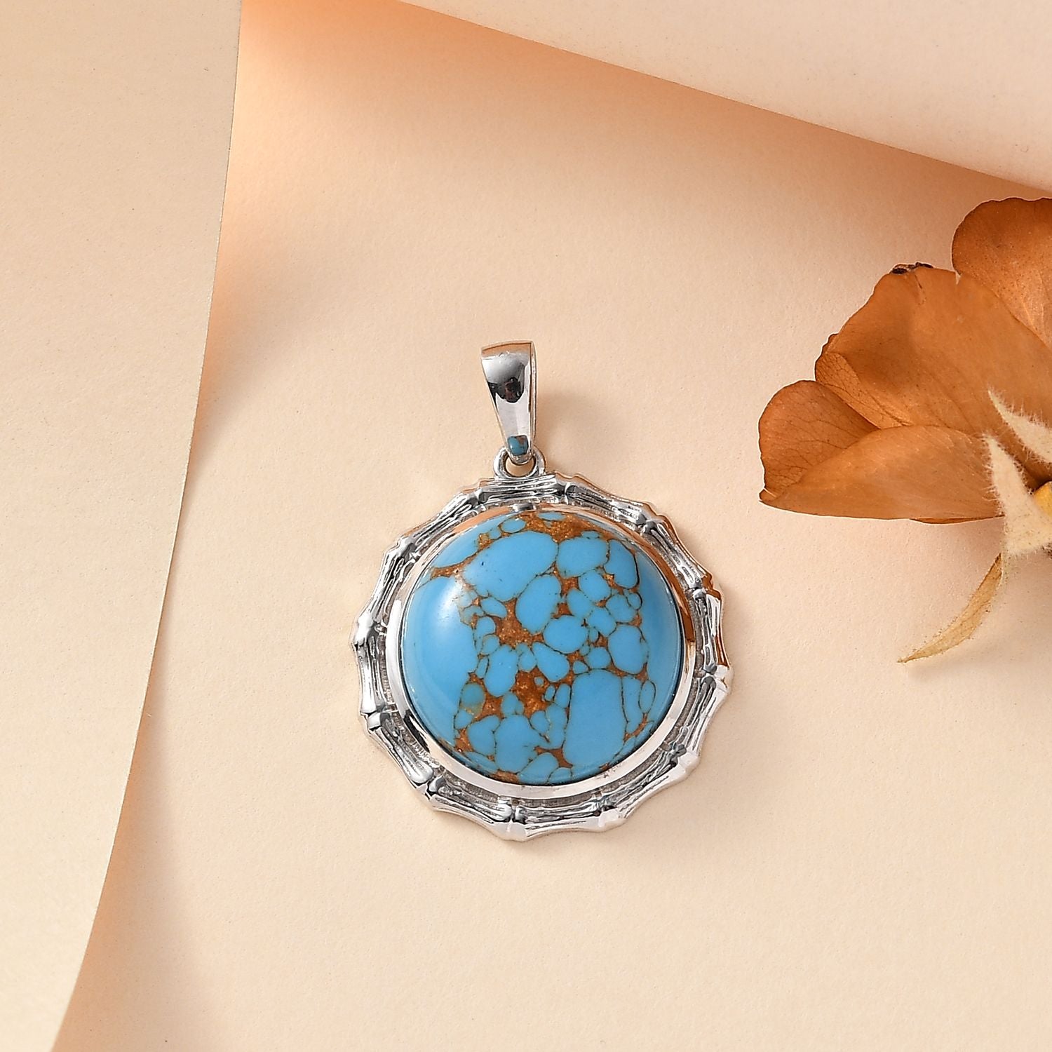Blaues Türkis Anhänger 925 Silber platiniert ca. 9.72 ct