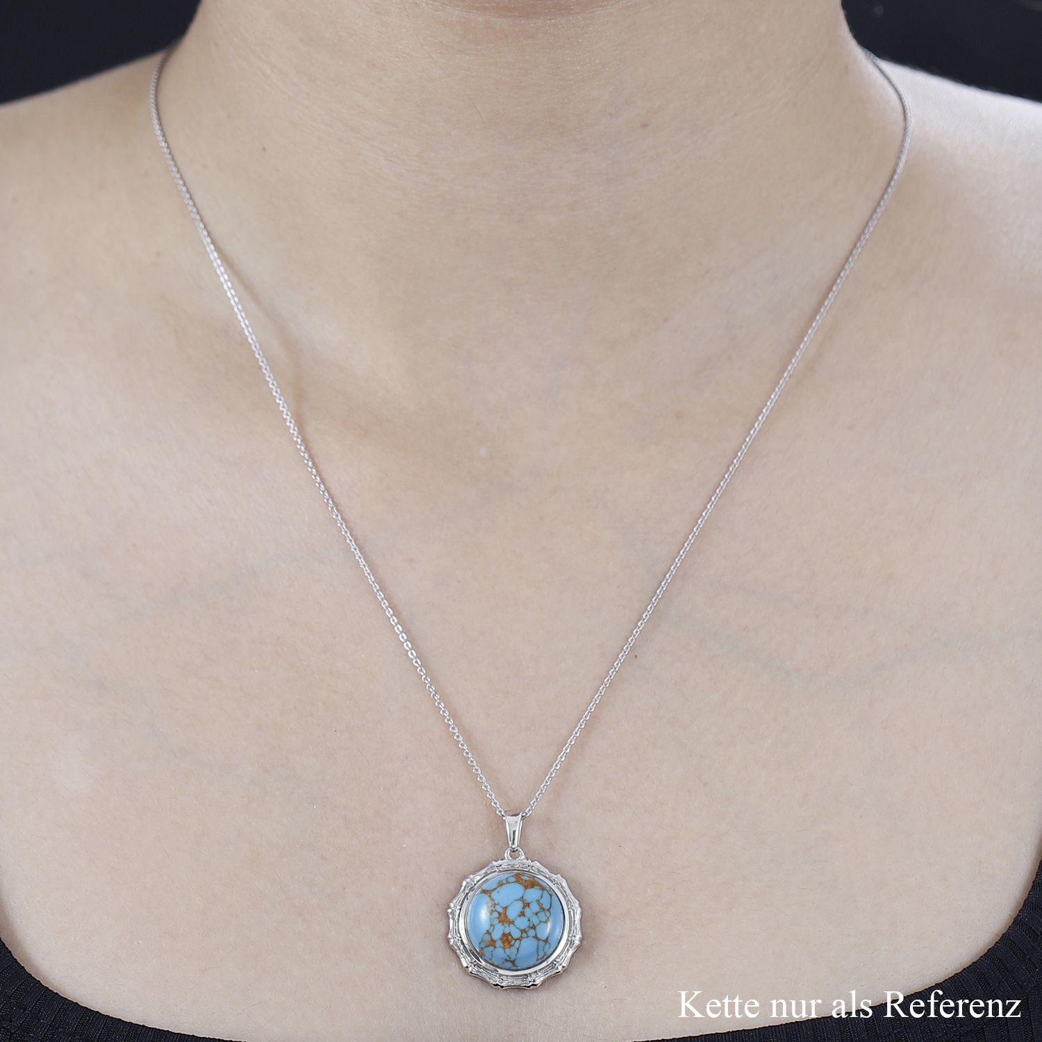 Blaues Türkis Anhänger 925 Silber platiniert ca. 9.72 ct