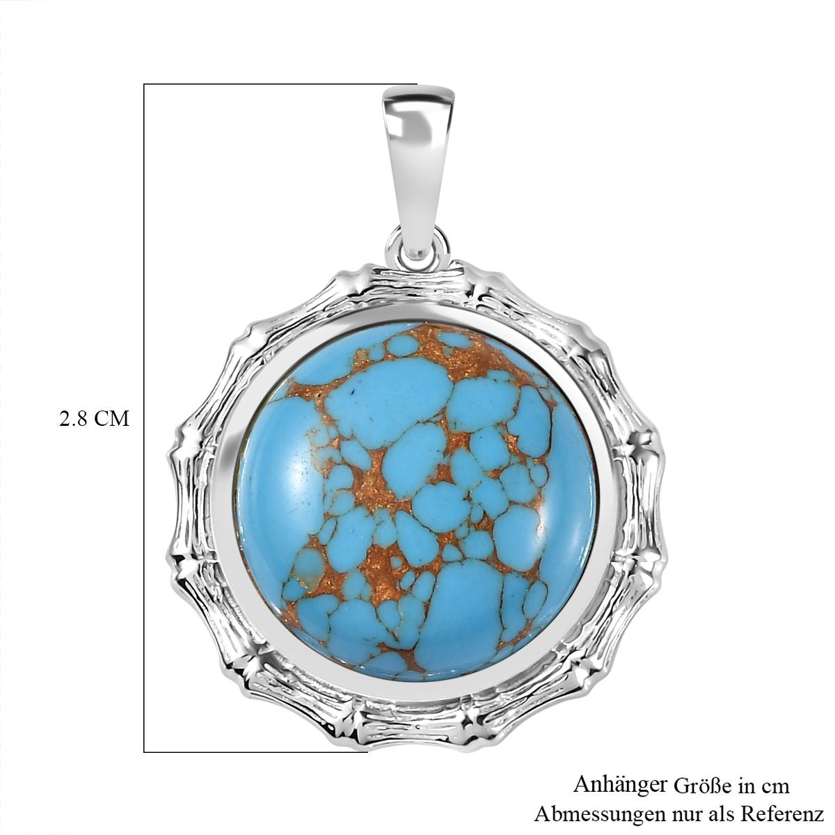 Blaues Türkis Anhänger 925 Silber platiniert ca. 9.72 ct