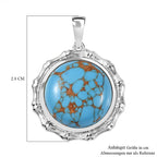 Blaues Türkis Anhänger 925 Silber platiniert ca. 9.72 ct