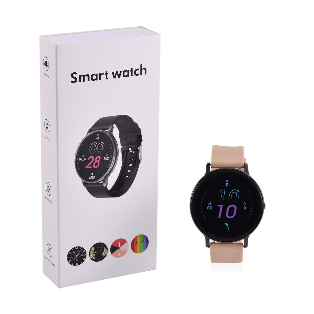 STRADA Hiwatch Plus Smartwatch - Schwarz-Goldenes Gehäuse mit Silikonarmband, Multisportmodi und Gesundheitsüberwachung, Bluetooth 5.0