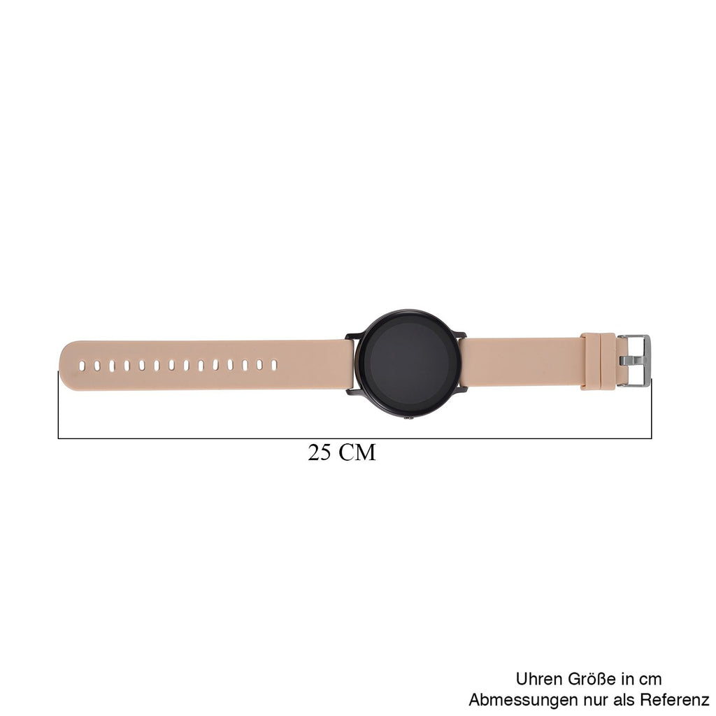 STRADA Hiwatch Plus Smartwatch - Schwarz-Goldenes Gehäuse mit Silikonarmband, Multisportmodi und Gesundheitsüberwachung, Bluetooth 5.0