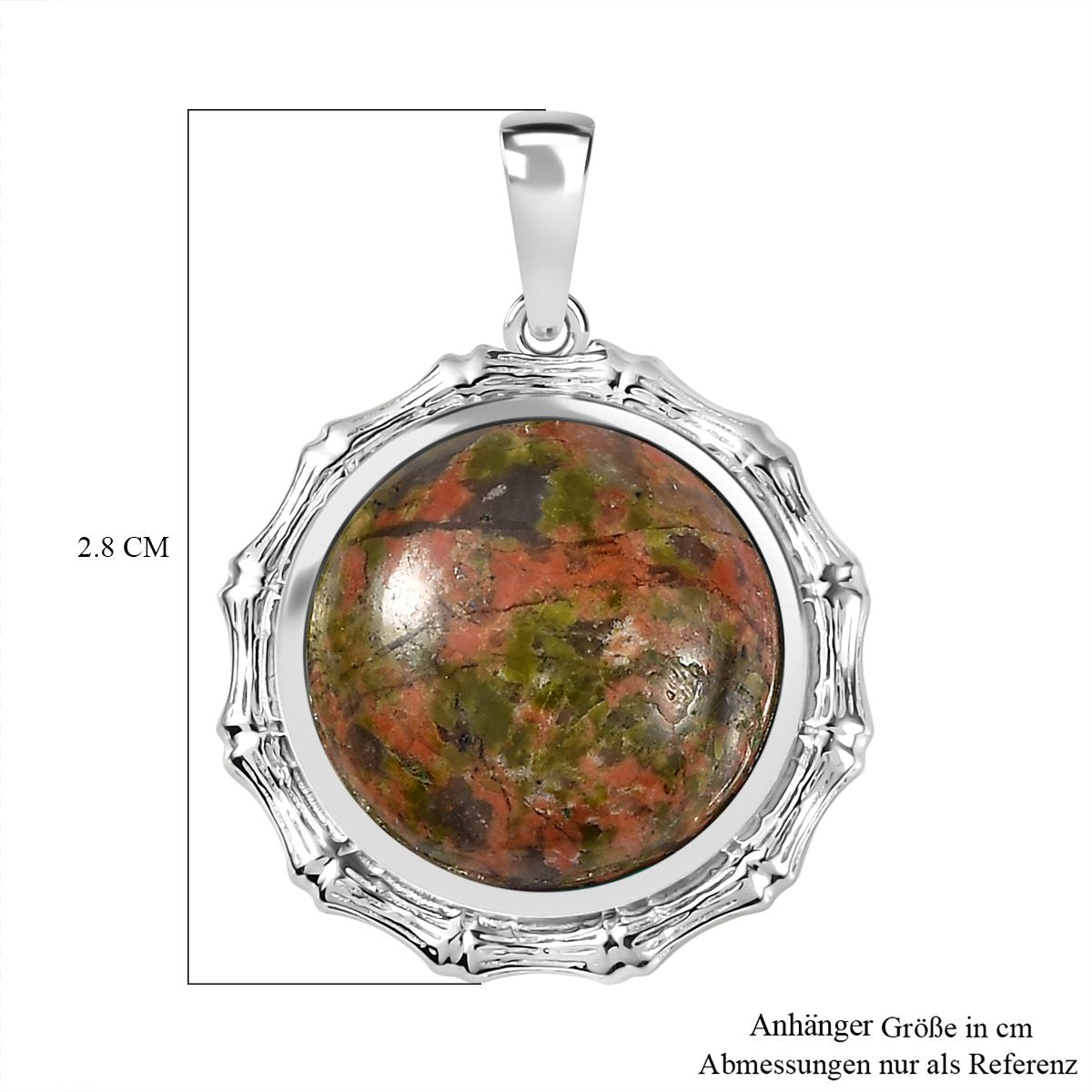Unakite Anhänger 925 Silber platiniert ca. 12.73 ct