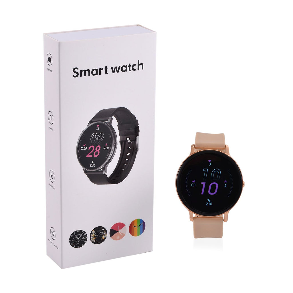 Hiwatch Plus Elegante Smartwatch - Roségold mit Goldenem Silikonarmband, Multifunktional mit Gesundheits- und Sportfunktionen, Bluetooth 5.0