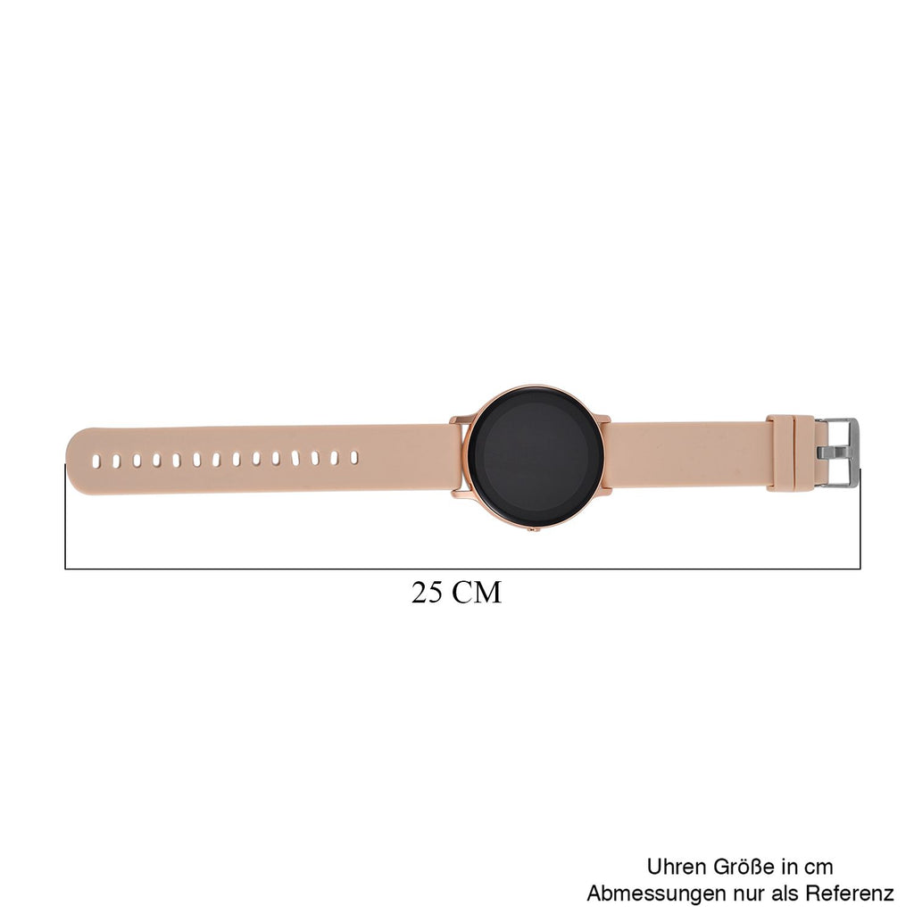 Hiwatch Plus Elegante Smartwatch - Roségold mit Goldenem Silikonarmband, Multifunktional mit Gesundheits- und Sportfunktionen, Bluetooth 5.0