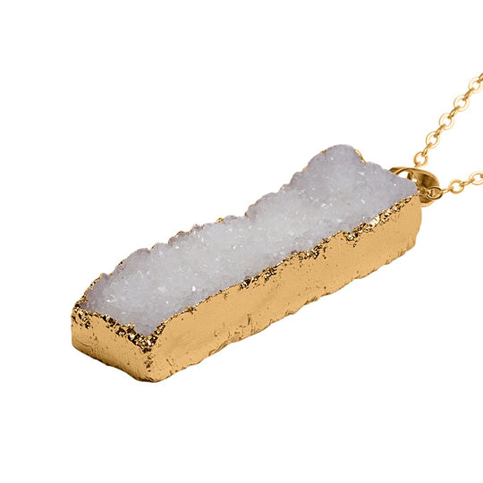 Weiß Quarz Halskette ca. 60 cm Messing Std Gelb ca. 100.00 ct