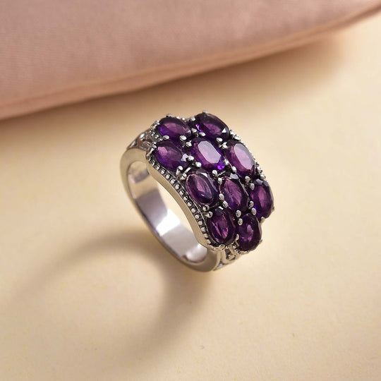 Afrikanischer Amethyst Ring Edelstahl ca. 4,17 ct