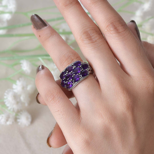 Afrikanischer Amethyst Ring Edelstahl ca. 4,17 ct