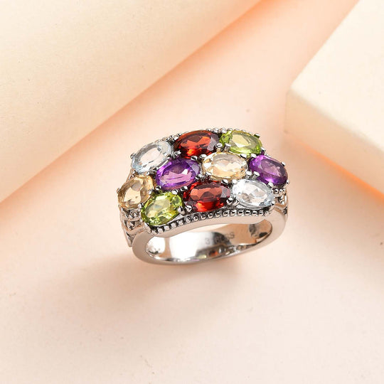 mehrfarbige Ring Edelstahl ca. 4.77 ct
