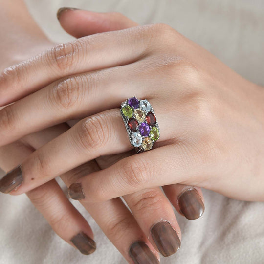 mehrfarbige Ring Edelstahl ca. 4.77 ct