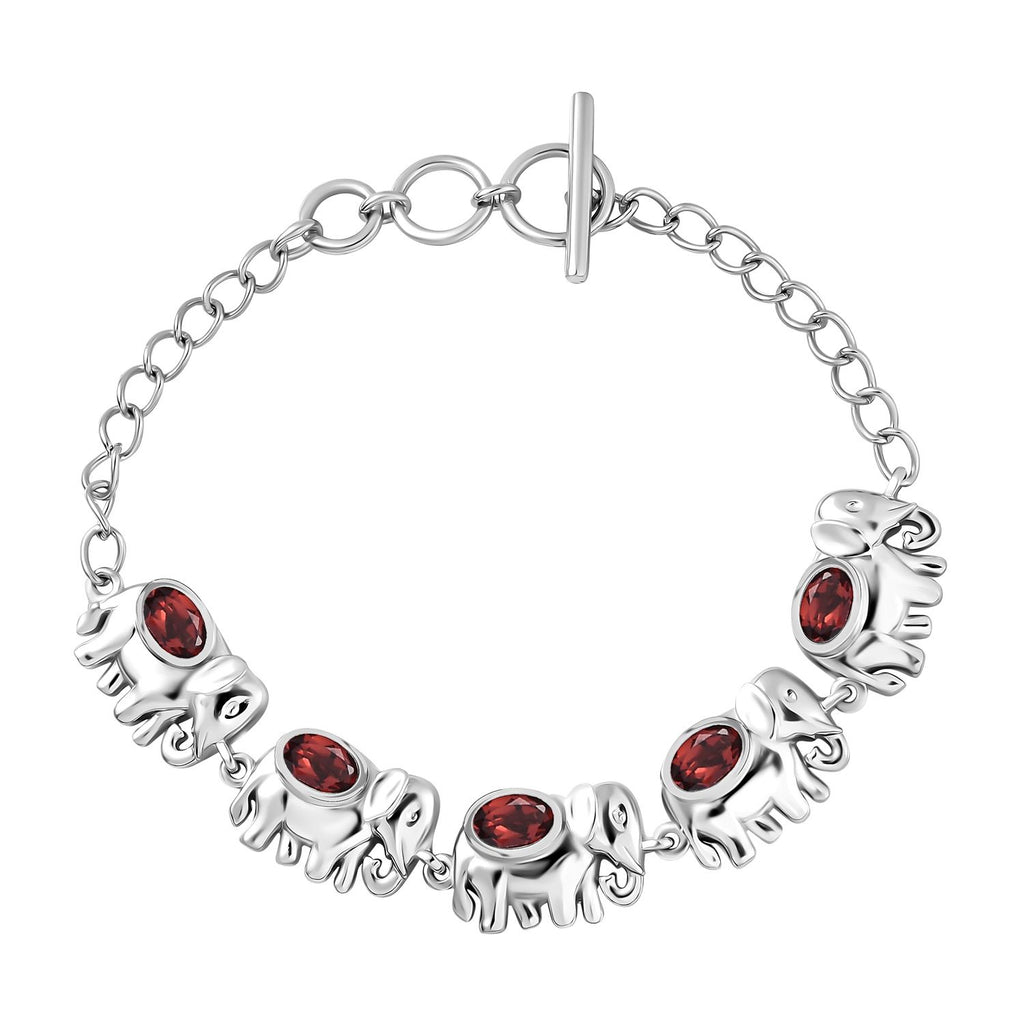 Rotes Granat Armband ca. 16.5 cm Messing ca. 2,66 ct.