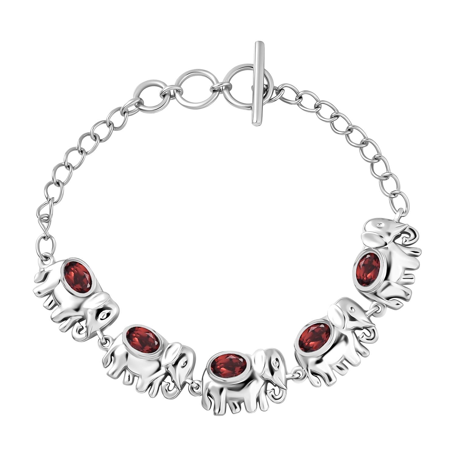 Rotes Granat Armband ca. 16.5 cm Messing ca. 2,66 ct.