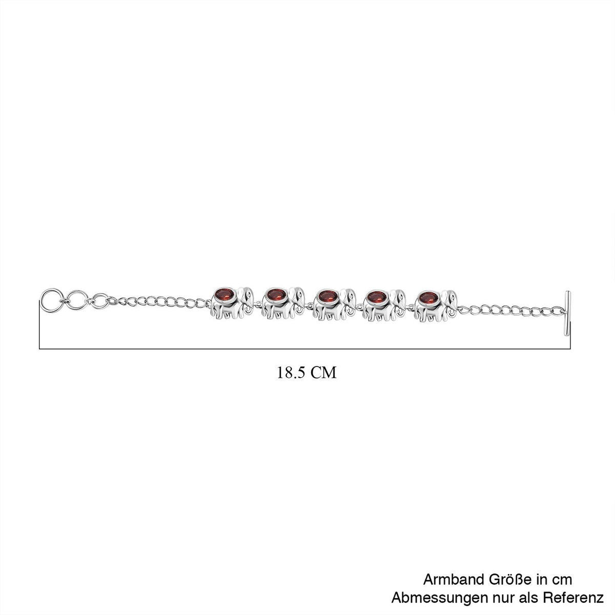 Rotes Granat Armband ca. 16.5 cm Messing ca. 2,66 ct.