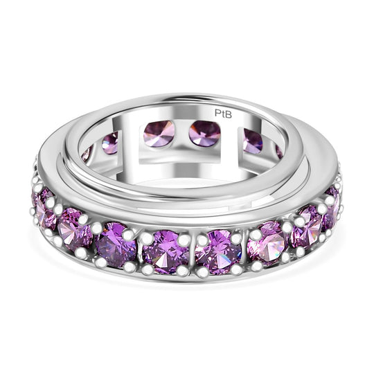 Lila Zirkonia Ring Messing platiniert (Größe 20.00)