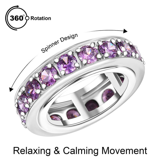 Lila Zirkonia Ring Messing platiniert (Größe 20.00)
