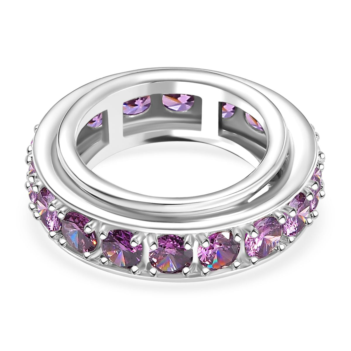 Lila Zirkonia Ring Messing platiniert (Größe 21.00)
