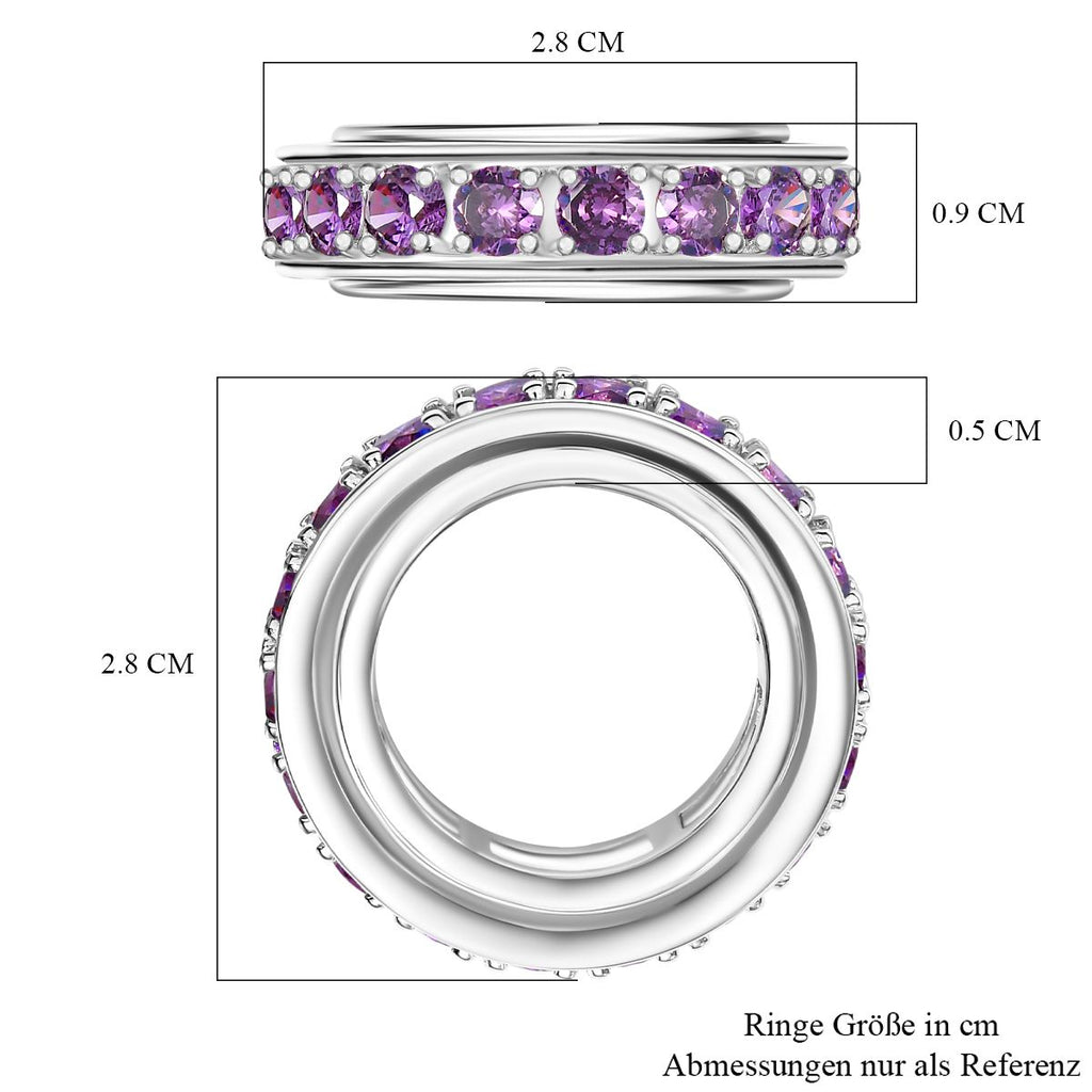 Lila Zirkonia Ring Messing platiniert (Größe 21.00)