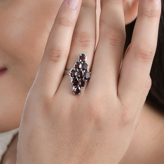 Roter Granat Ring Edelstahl ca. 5,13 ct