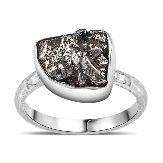 Muonionalusta Meteorit Ring 925 Silber rhodiniert (Größe 18.00) ca. 8.00 ct