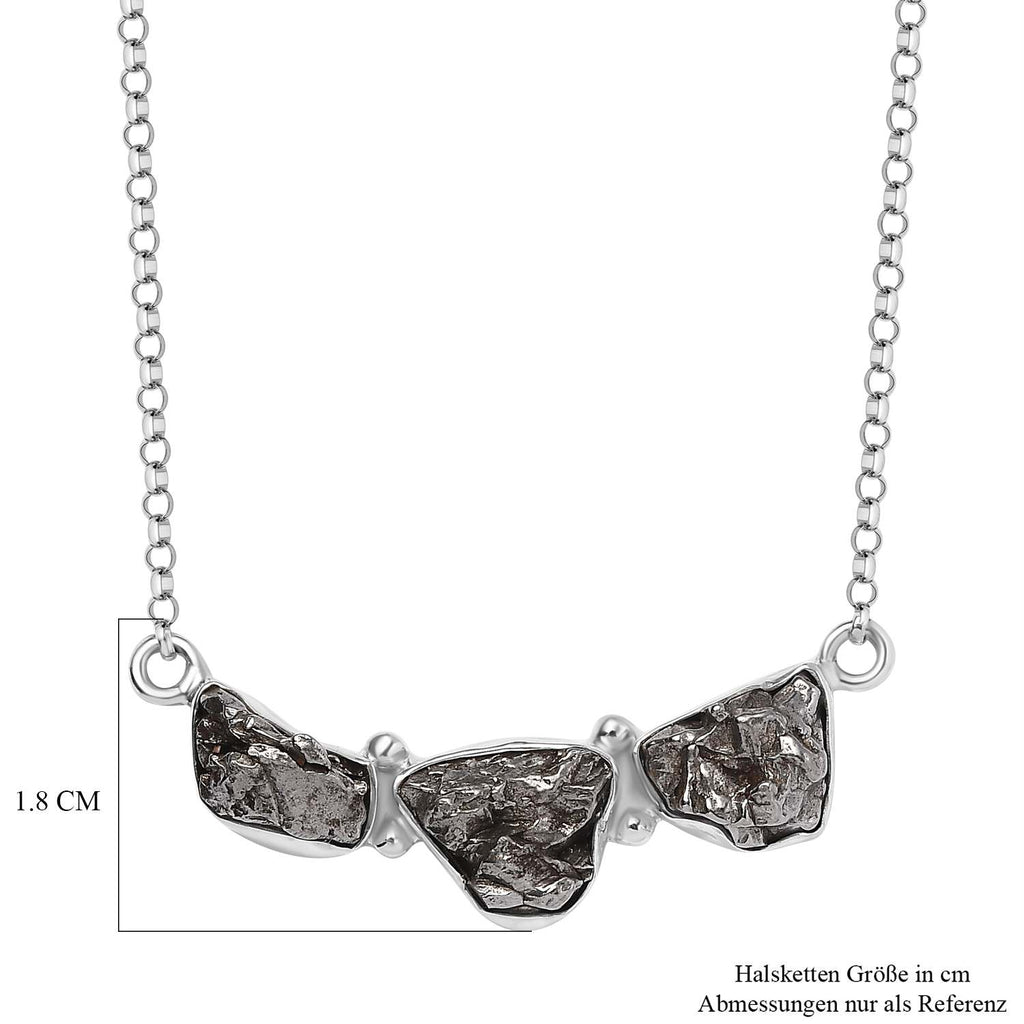 Muonionalusta Meteorit Halskette ca. 45 cm 925 Silber rhodiniert ca. 23.55 ct