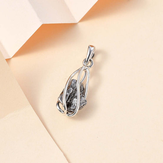 Muonionalusta Meteorit Anhänger 925 Silber platiniert ca. 8.66 ct