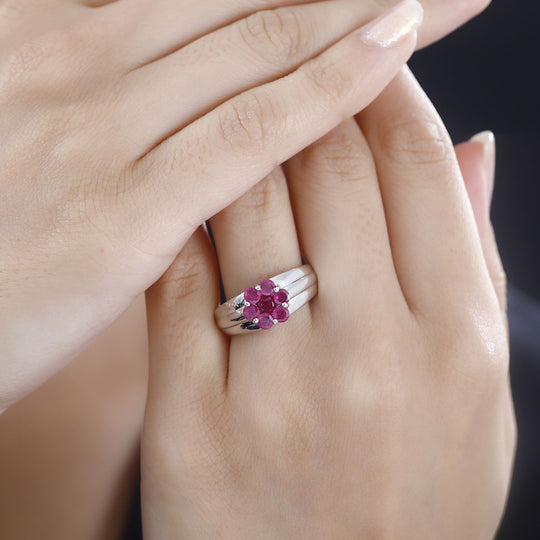 Afrikanischer Rubin (Fissure gefüllt) Ring 925 Silber rhodiniert (Größe 18.00) ca. 1,43 ct