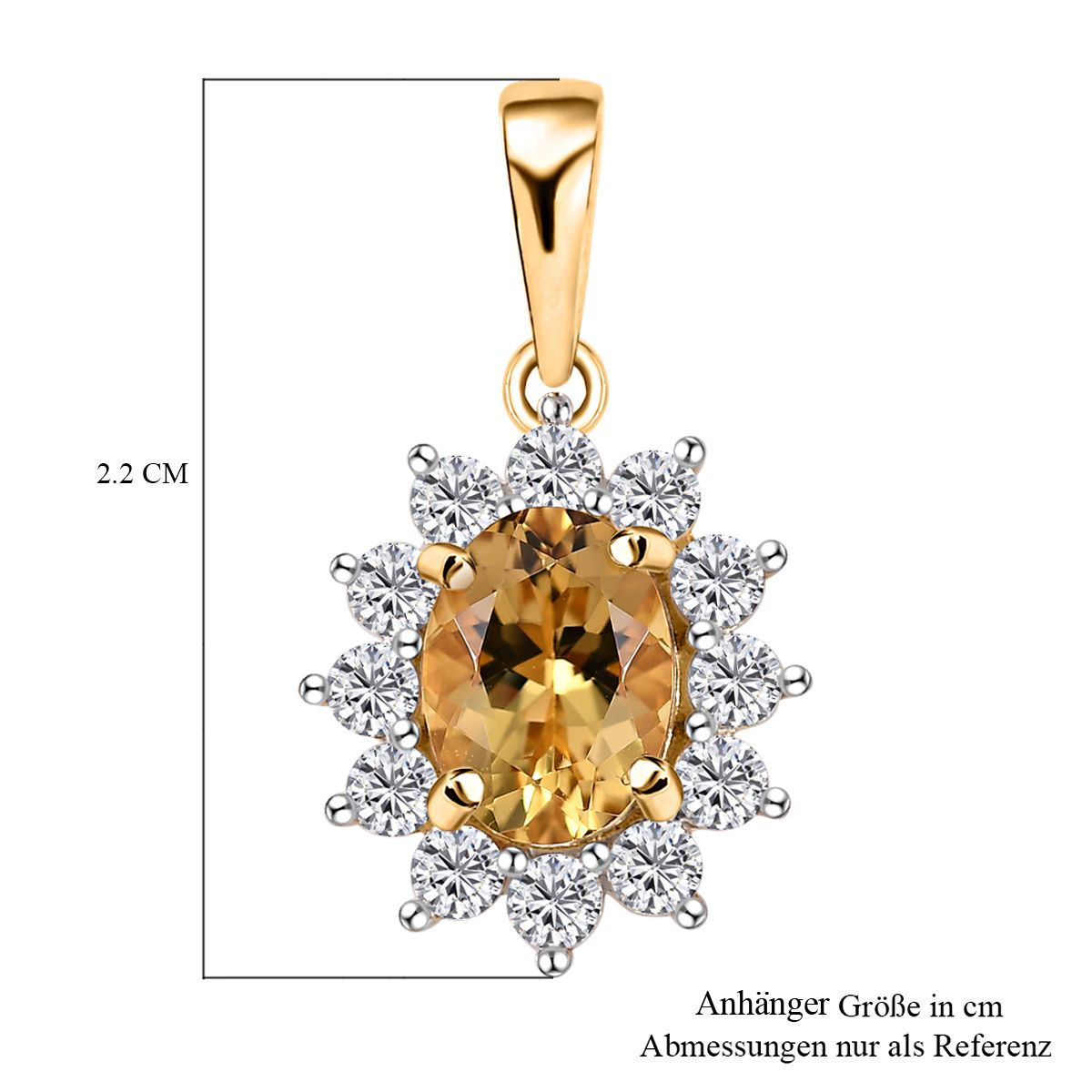 AA Premium Brasilianischer Heliodor, Weißer Zirkon Anhänger 925 Silber 750 Gelbgold Vermeil ca. 1,97 ct.