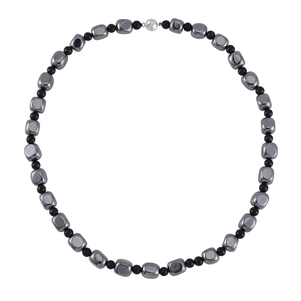 Terahertz, Shungit Halskette ca. 50 cm 925 Silber rhodiniert ca. 284.45 ct