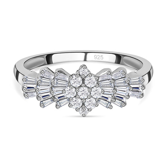 Moissanit Ballerina - Ring, 925 Silber rhodiniert (Größe 21.00) ca. 1.12 ct
