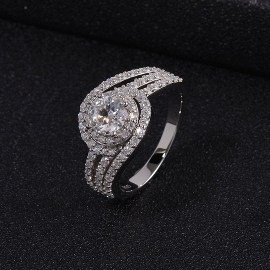 Moissanit Ring 925 Silber rhodiniert (Größe 18.00) ca. 1,64 ct