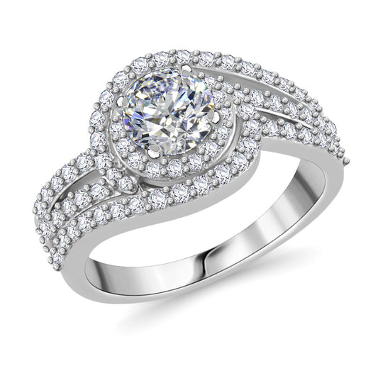 Moissanit Ring 925 Silber rhodiniert (Größe 18.00) ca. 1,64 ct