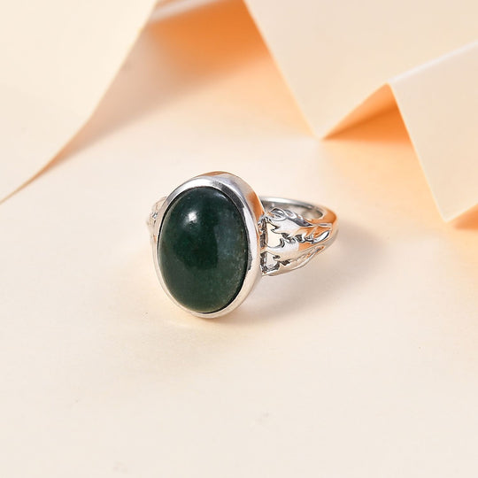 Grüner Aventurin Ring, 950 Kupfer, (Größe 17.00) ca. 6.53 ct