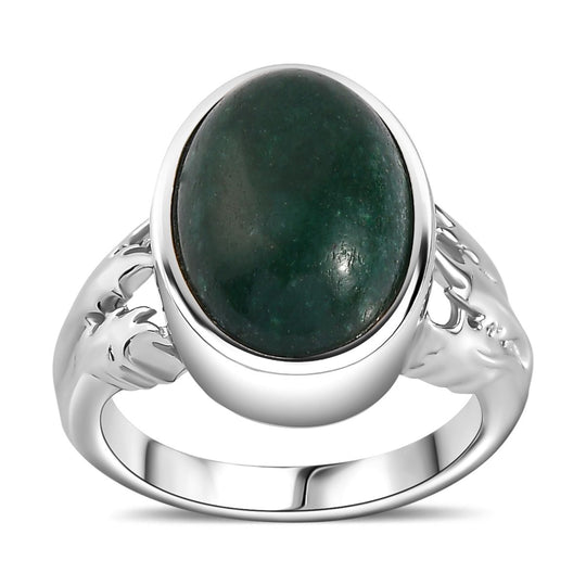 Grüner Aventurin Ring, 950 Kupfer, (Größe 17.00) ca. 6.53 ct