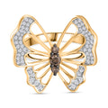 Natürlicher Champagner Diamant Ring 925 Silber Gelbgold Vermeil (Größe 18.00) ca. 0.51 ct