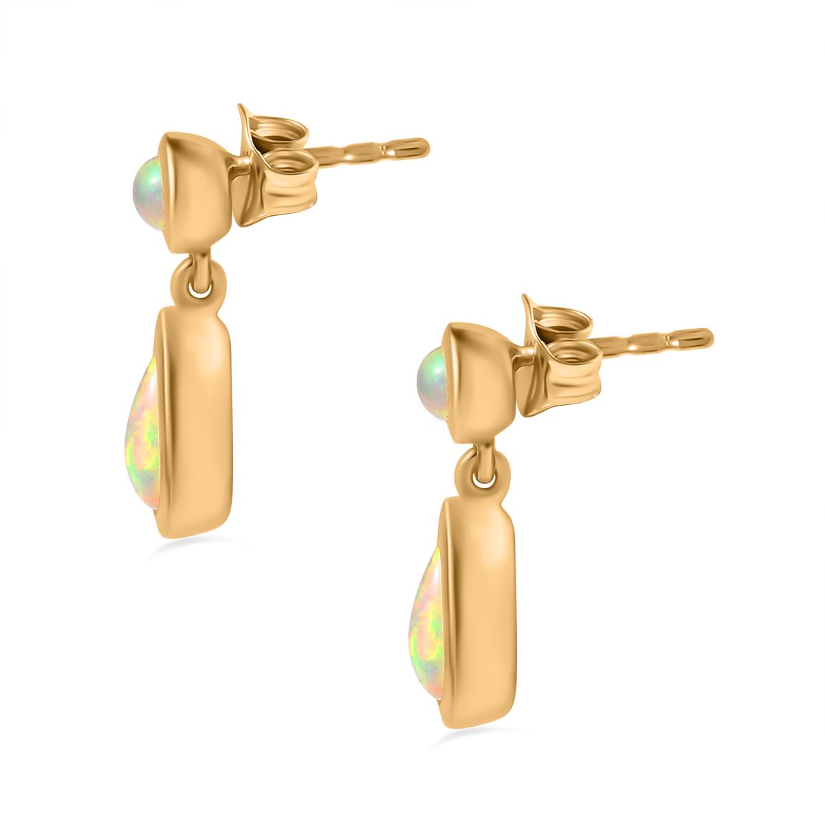 AA Natürlicher, äthiopischer Welo Opal Ohrringe 925 Silber 750 Gelbgold Vermeil ca. 1,33 ct.