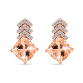 AAA Rosa Morganit, Weißer Diamant Ohrringe  417 Rosa Gold ca. 2.70 ct