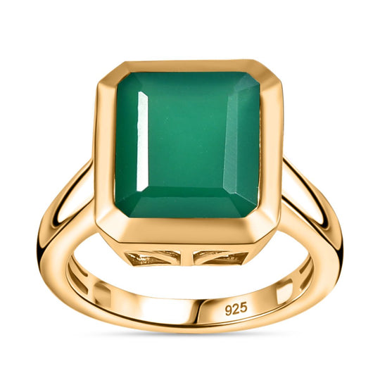 Verde Onyx Ring 925 Silber 750 Gelbgold Vermeil ca. 5,70 ct